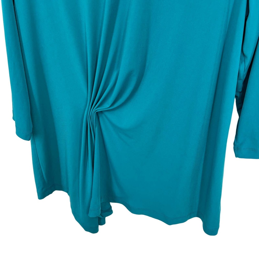 Susan Graver Woman Plus Size 1X Teal Green Stretchy Blouse Shirt Top Business - Picture 3 of 7